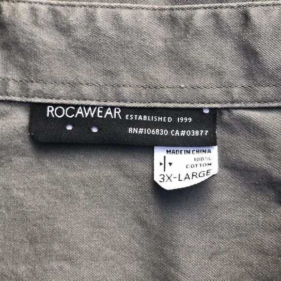 Rocawear Button Up Hip Hop Shirt Cotton Long Sleeve Mens Sz 3XL XXXL Gray - Picture 7 of 7
